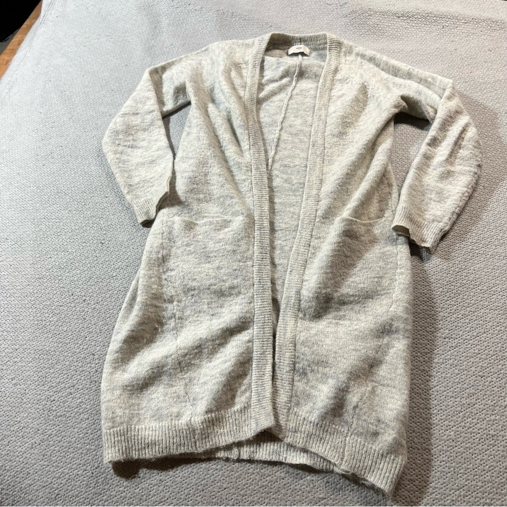 Minimum Beige Oatmeal Longline Mohair & Wool Blend Sweater Cardigan Size Small